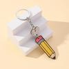 Creative Cartoon Pencil Keychains Wooden Colorful Pencil Heart-shaped Tag Keychains Present for Students Teachers
