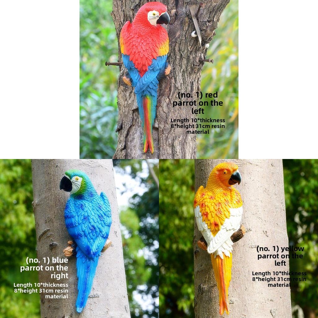 Botanical Resin Parrot Wall Hanging With Garden Style For Nature Decor
