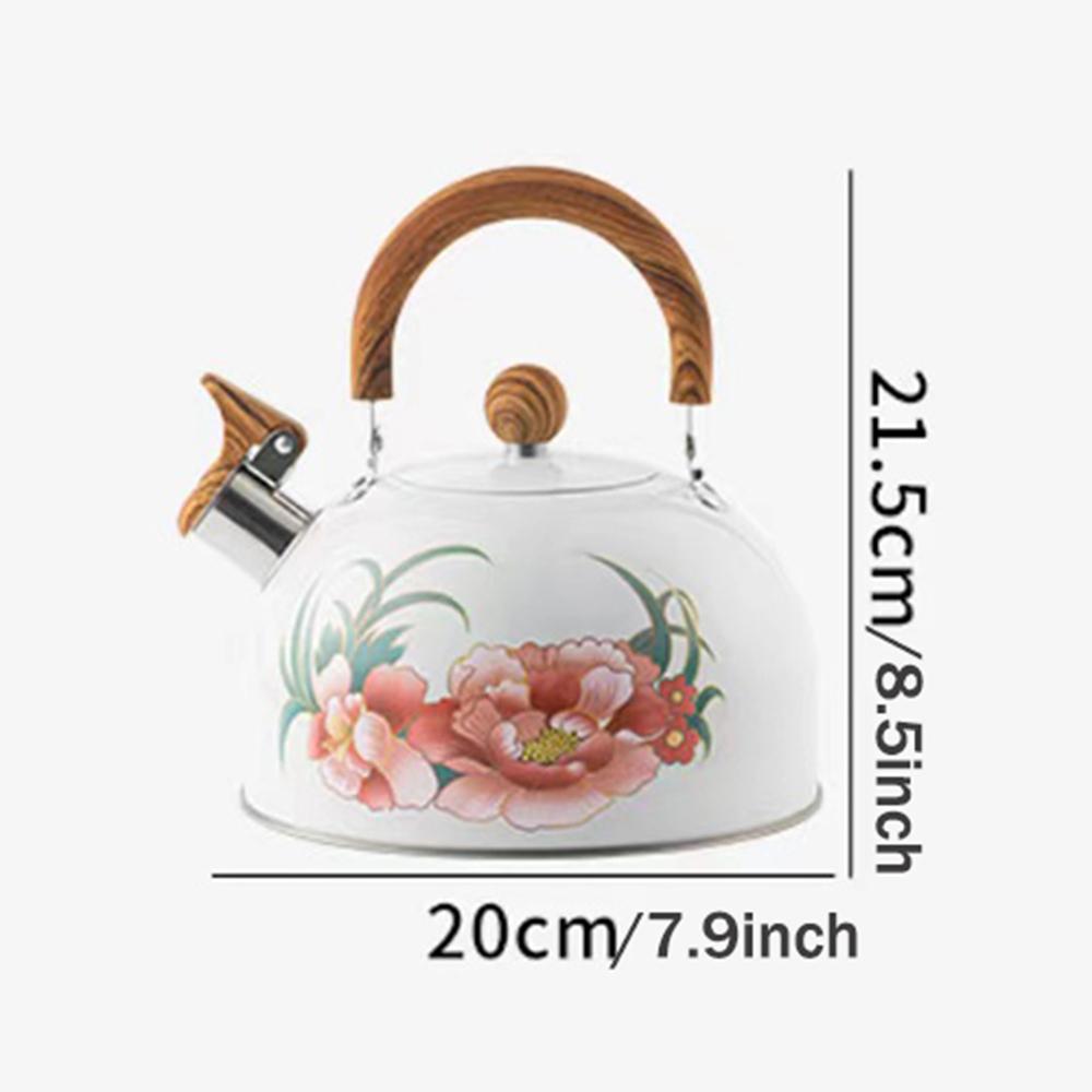 New stainless steel whistle kettle, Peony flower boiling water pot, High-capacity tea kettle, Household kitchenware, 3L