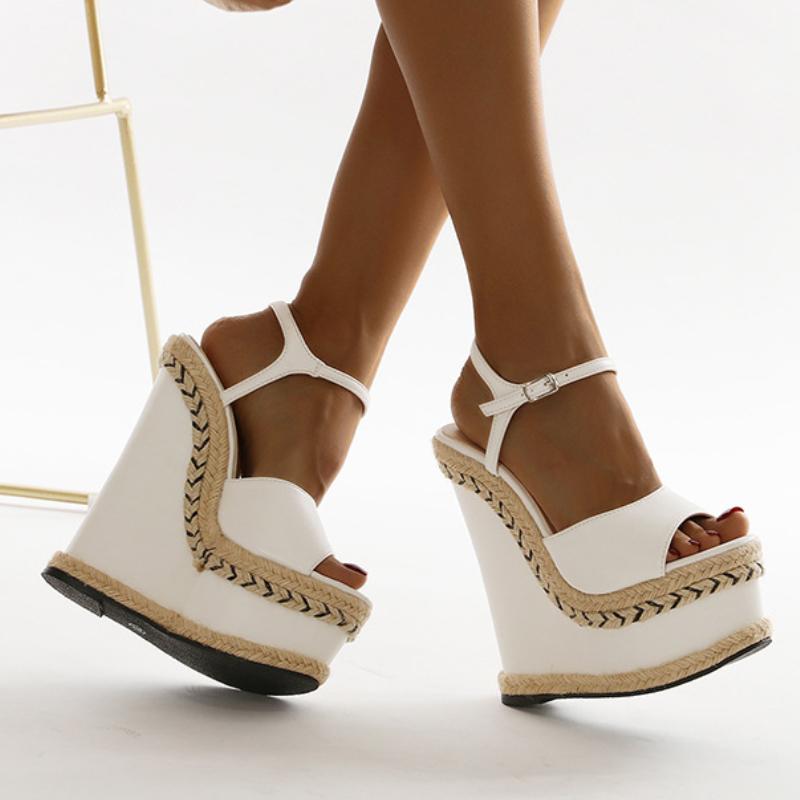 Fashion NEW Sexy Shoes for Women 2025 Fashion Platform Sewing Wedges High Heels Patchwork Retro Sandals Summer Femmes Chaussures