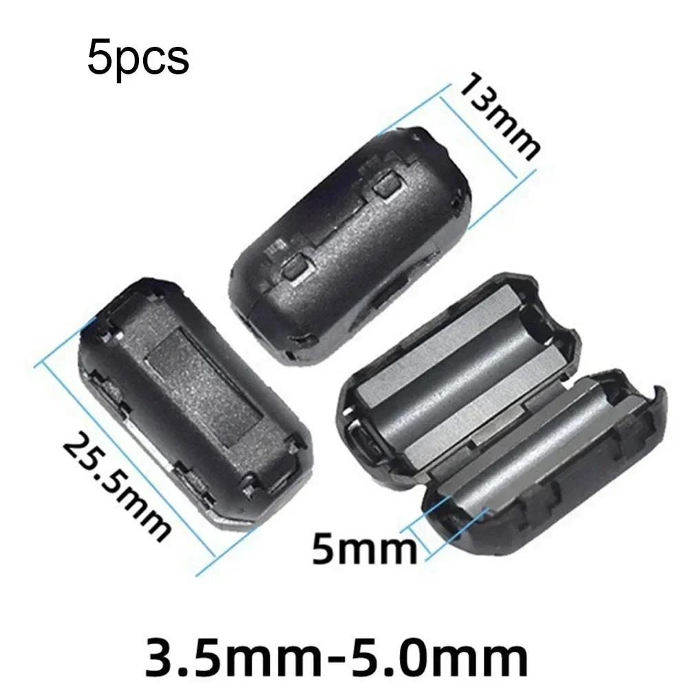 5pcs 3.5/5/7/9/13mm Toroidal Core Ferrite Bead Clip Choke RFI Noise Filter Clip For Power Cord USB Antenna HDMI Audio Cable