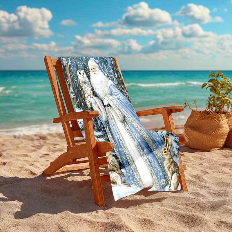 Ultra-Soft Beach Towel with Christmas Santa Claus Theme,Ideal for Pool - Camping, Diving - Perfect Travel Essential, Vibrant Beach Towel.