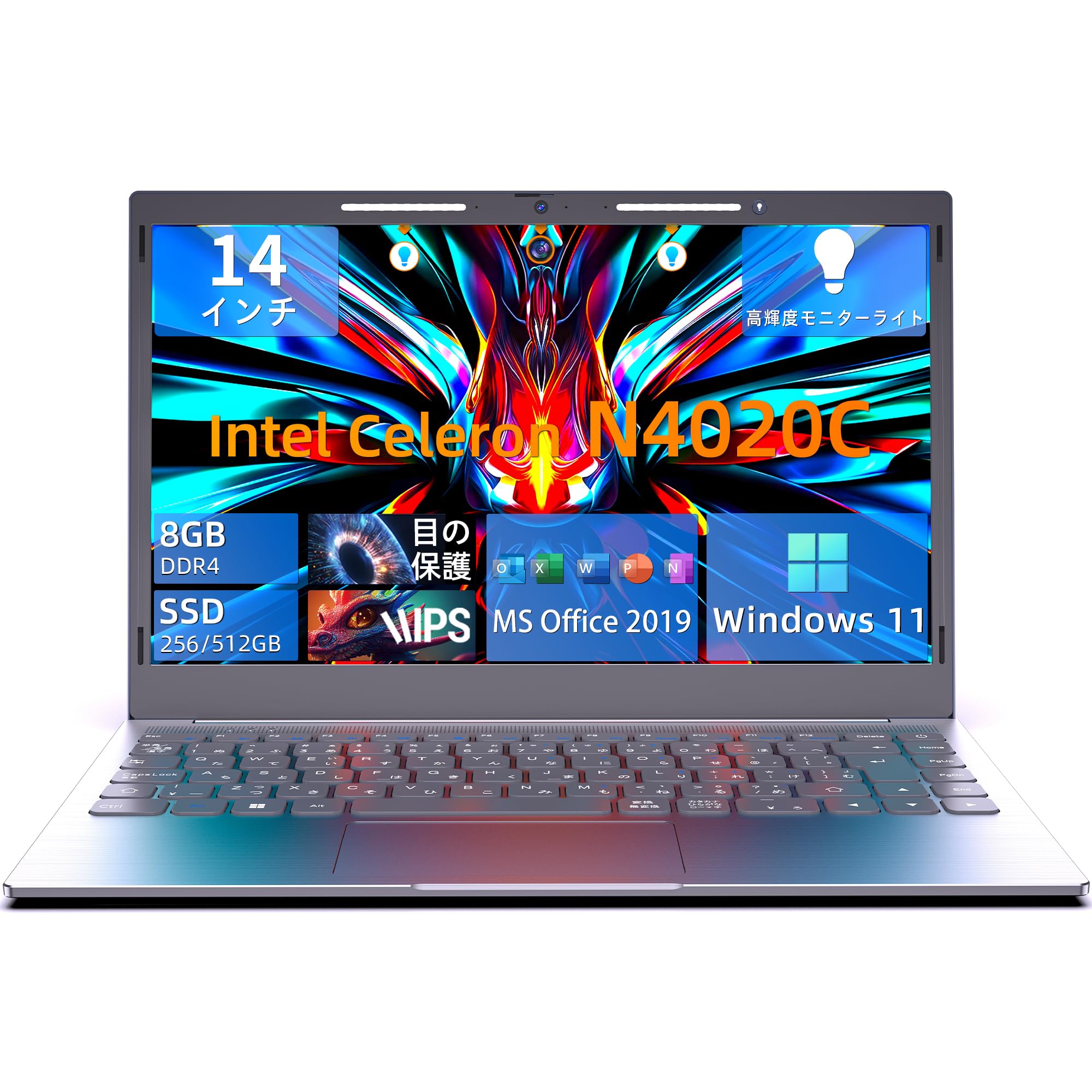 

Windows 11 LCD Laptop with Fast Celeron N4020C 8GB DDR4 512GB Camera with USB 5G Japanese Slim PC for Working from Online and Zoom 14-inch Office, чорний