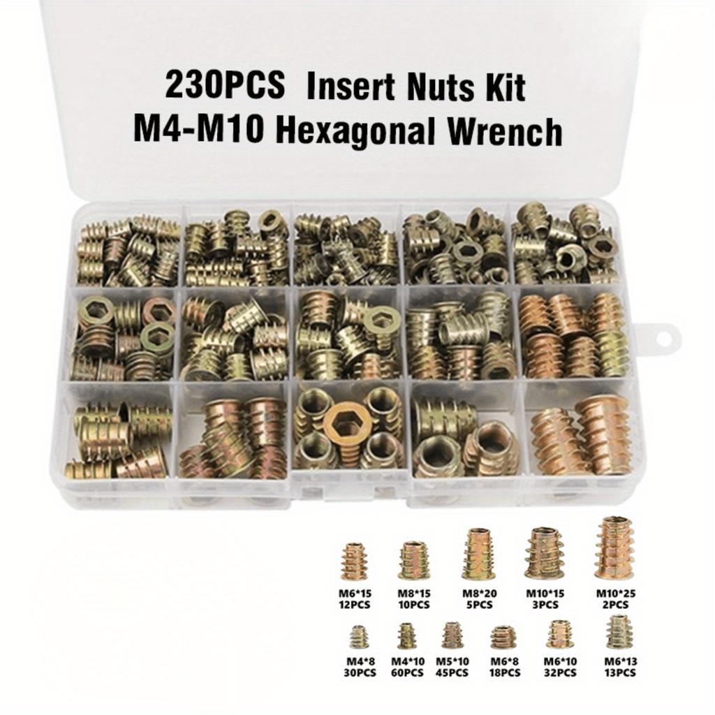 230PCS Zinc Alloy Internal and External Teeth with Female Nuts Furniture Accessories Hexagon Furniture Nuts