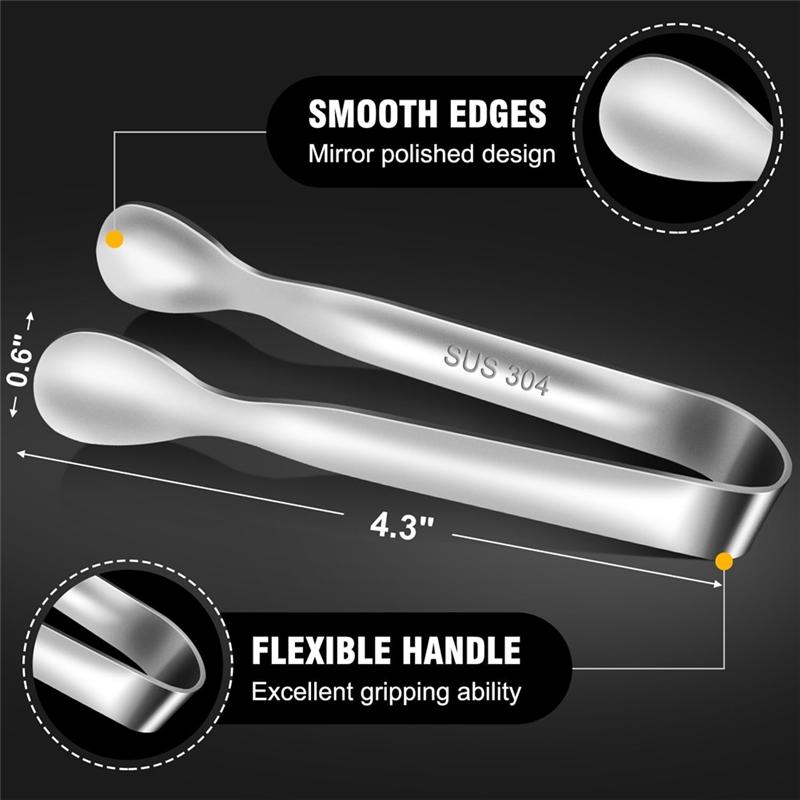 Frische 4-Zoll-Silber-Mini-Zangen zum Servieren von Speisen, Set mit 12 kleinen Zangen für Vorspeisen, Für Teeparty Kaffee Bar Zuckerzange