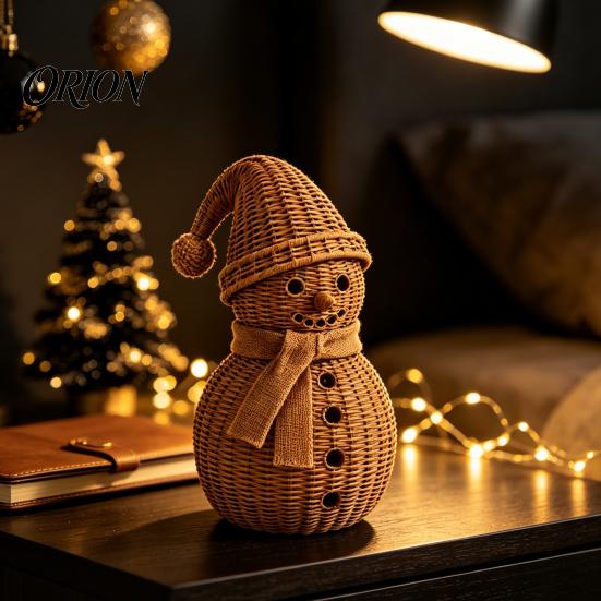 Seasonal Home Accents Christmas Snowman Ornament for Tabletop Decor, Retro Resin Figurine Decorative Figurines Fireplaces with Knitted Texture Winter