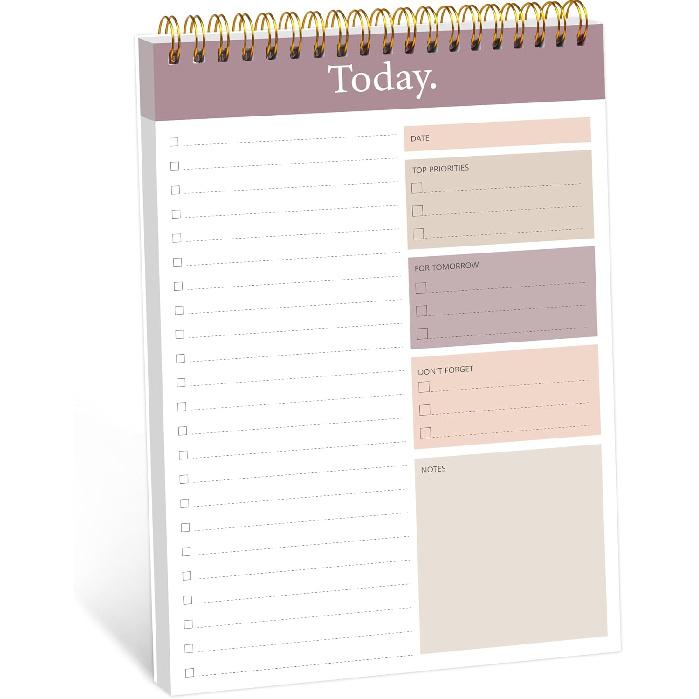 To Do List Notepad - Daily Planner Notepad Undated 52 Sheets Tear Off, 6.5" x 9.8" Checklist Productivity Organizer with Hourly Schedule for Tasks