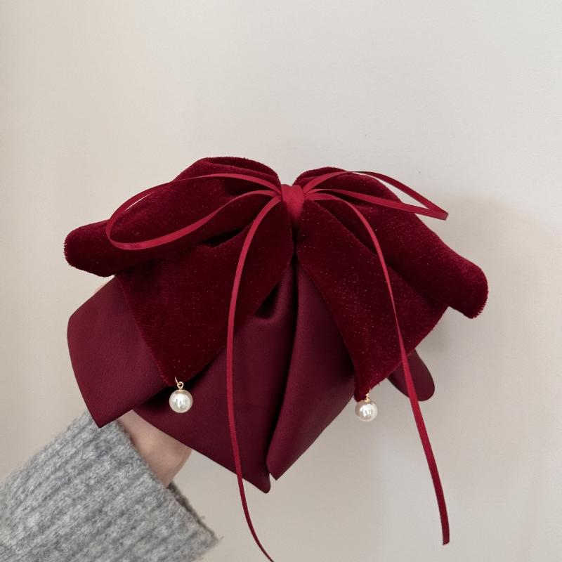 Korean Black Red Pearl Bow Hair Clips Shark Hair Claw Clip Hairpins Spring Clip  Ponytail Barrettes Hair Accessories