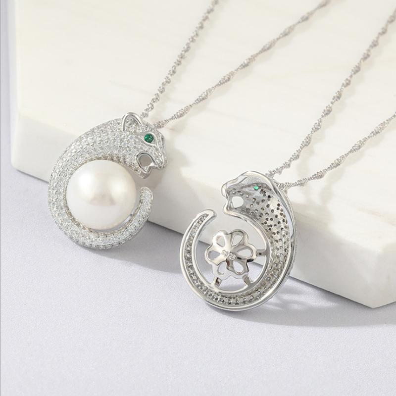 Real 925 Sterling Silver Fashion Natural Animal Pearl Set Jewelry-Making DIY Empty Tray Necklace & Ring for Women