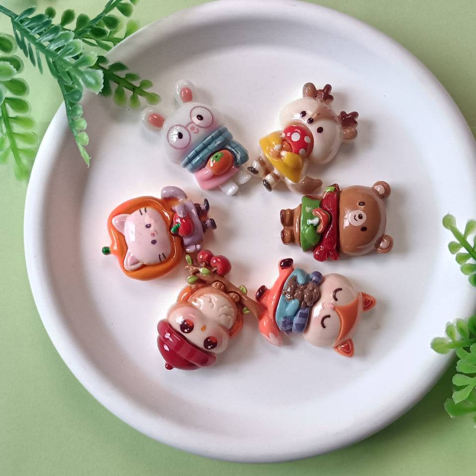 Mini Resin Animals Animal Keychains Resin Cabochons Flatback Charm for Embellishments Flat Back Scrapbooking Decor