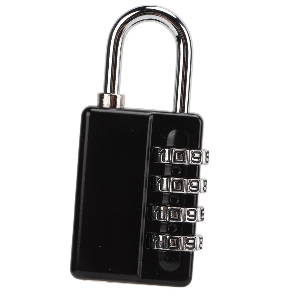Gym Bag Locker Padlock 4 Digit Combination Zinc Alloy Black Anti Rust Weather Proof with A Key for Travel