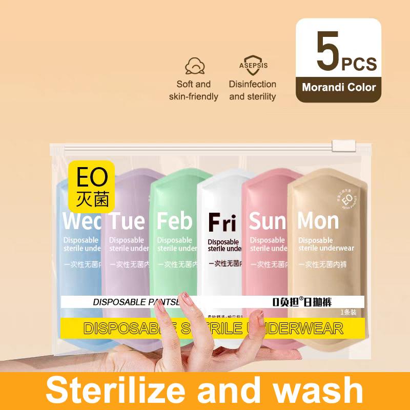 5Pcs/Set Women Cotton Disposable Panties Free Washing Portable Postpartum Monthly Shorts Daily Underwear For Business Trips