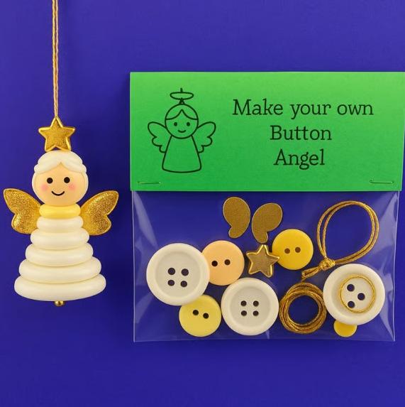 DIY Christmas Button/Snowman Santa Claus Angel Figures with Button Hats Tree Ornaments/All-in-One Button Set for Christmas Trees