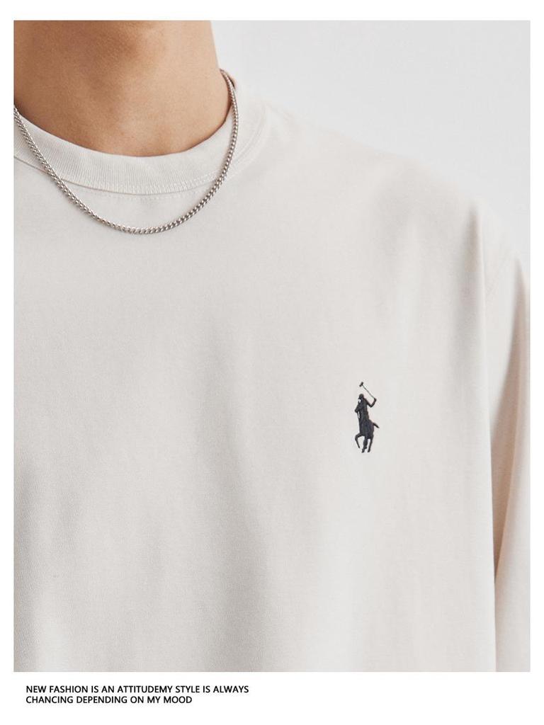 Yizhi Fashion Herren Besticktes Einfarbiges Rundhals Langarm T-Shirt - Frühling/Herbst 2025 Kollektion