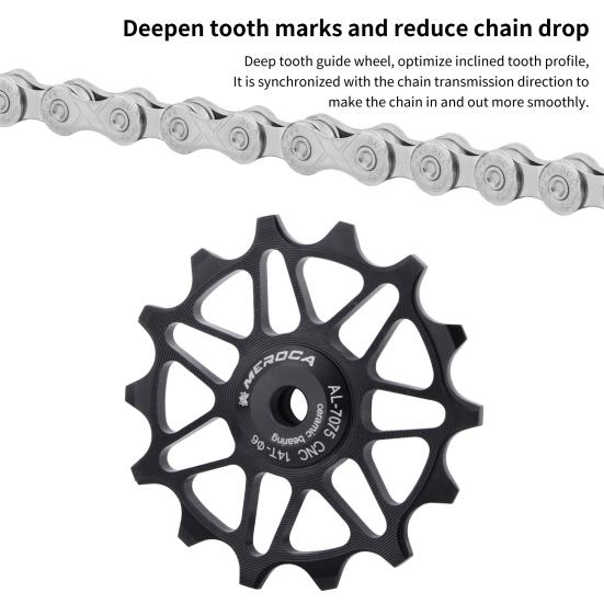 Bicycle Bearing Jockey Wheel Heavy-duty Corrosion Resistant Rust-proof 12T 14T Bike Rear Derailleur