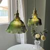 Nordic Retro Green Floral Pendant Light for Restaurant, Bedroom, Balcony, Bar, or B&B.