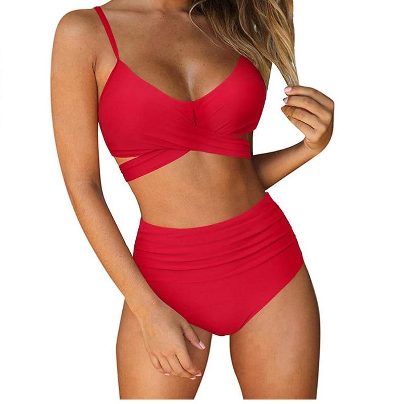 Summer Sexy Sleeveless Halter Split Swimsuit Bikini