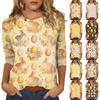 Ladies' Easter Cartoon Print Round Neck Seven Quarter Sleeve Top