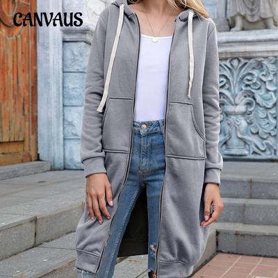 Women's Autumn Sweatshirt Plus Size Loose Hooded Mid-Length Jacket