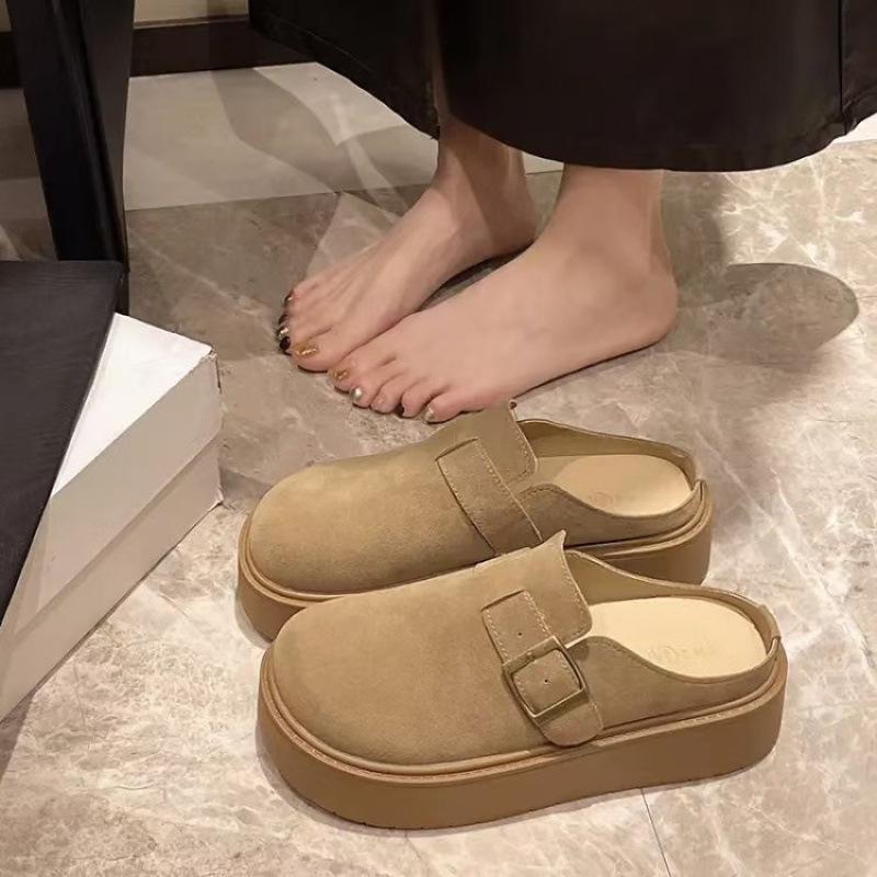 Women's 2024 Autumn Thick-Soled Closed-Toe Height-Increasing Outdoor Slip-On Casual Slippers