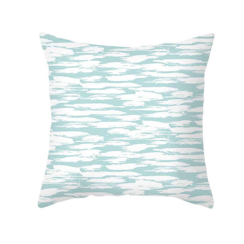 Blue Geometric Pillow Cover Nordic Simple Shopee Home Sofa Cushion Cover Peach Skin Printed Cushion