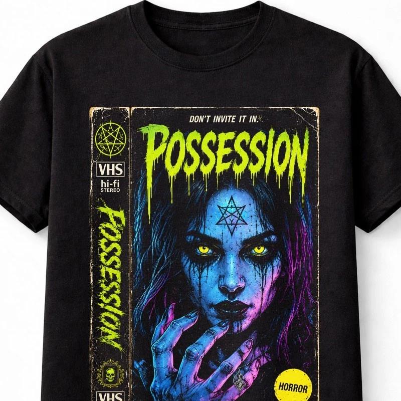 Possession VHS Horror Movie Graphic Black Unisex TShirt S