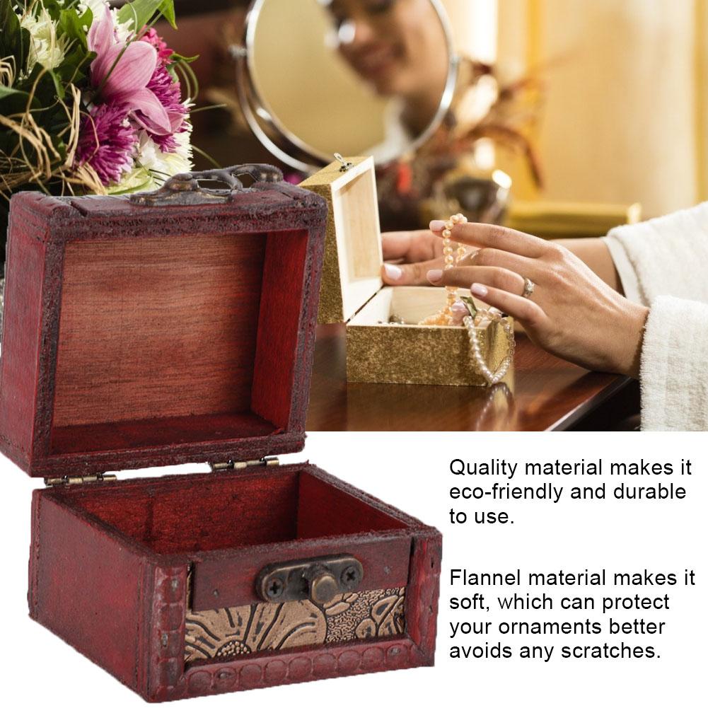 Mini Vintage Handcraft Wooden Jewelry Box Container Ring Earring Storage Holder (Water lily)