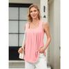 CHARMLEAKS Tank Top Built In Bras for Women Summer Pleated Square Neck Tops Flowy Sleeveless Shirts