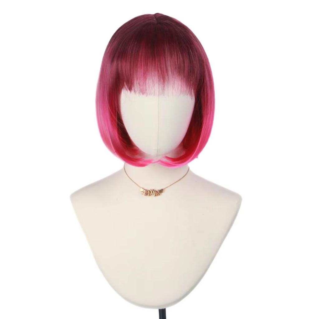 Fashion Personality Red Rose Bobo Head Short Hair Wig High Quality Synthetic Short Hair Wig Women's Wig