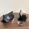 Apple 17promax denim flip phone case iphone16 lanyard love 15 for 14 embroidered protective case