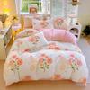 Ins Style Korean Bedding Set Breathable 3/4pcs Bed Sheets Set Quilt Covers Solid Duvet Covers for Home School  Fundas Nórdicas