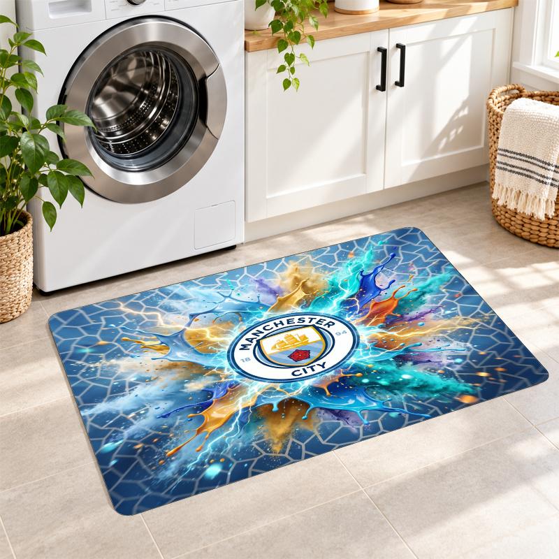 Flannel Kitchen Mat Manchester City Soft Area Rug Non Slip Floor Carpet Home Decoration