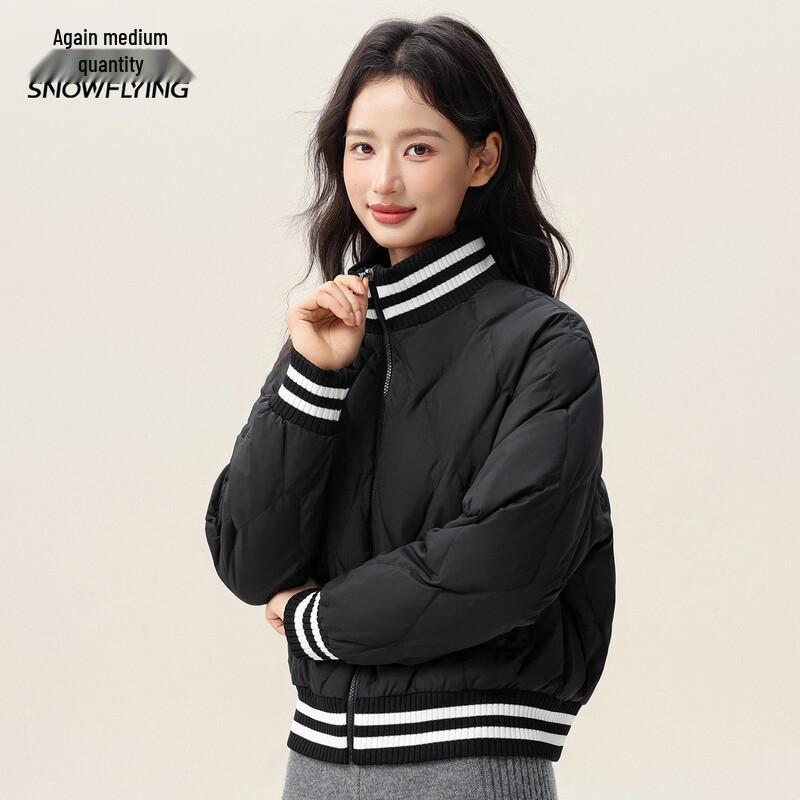 Women's Ribbed Stand Collar Short Winter Down Jacket