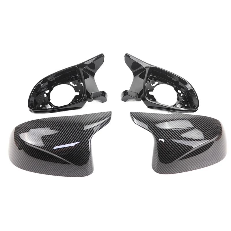 4pcs Carbon Fiber Look Black Side Mirror Cover Replacement for BMW X3M F97 X4M F98 2019-2024 X5M F95 X6M F96 2020-2024