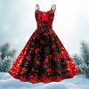 Women's Fashion Christmas Printed Sexy Strapless Gothic Cocktail Dress Punk, Vintage Dress.