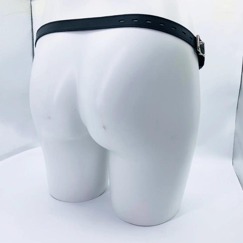 Cușcă de castitate din piele PU Centura auxiliară anti-oprire Cușcă pentru penis masculin Coarda reglabilă Accesorii de blocare a castității sexyshop