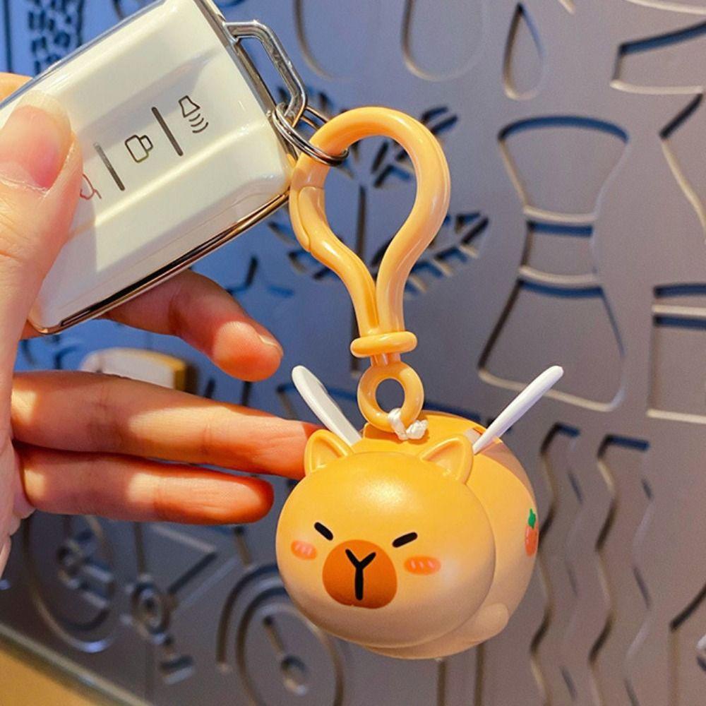 Kawaii Flying Capybara Keychain Kapibara Pull String Capibara Keyring  Birthday Gift