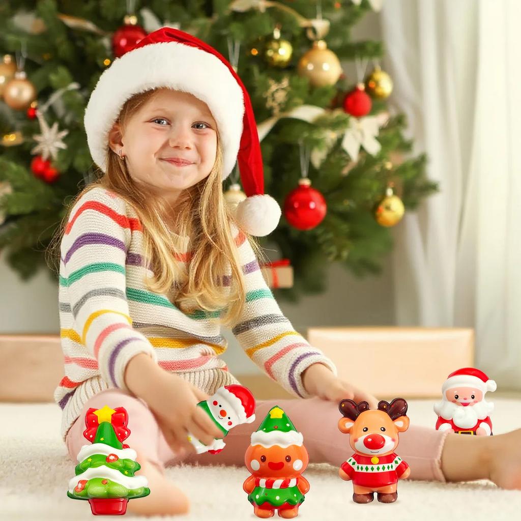8pcs Christmas Squishy Anti Stress Reliever Toy Doll Santa Claus Reindeer Christmas Gift Slow Rebound Antistress Squeeze Gifts
