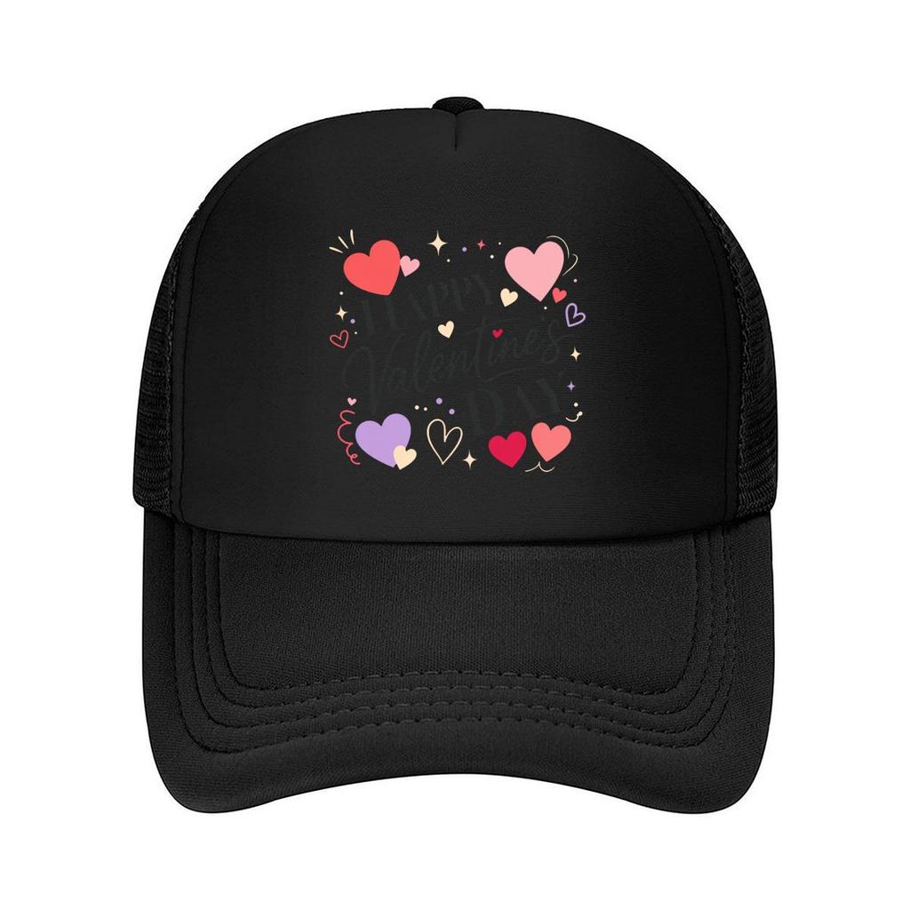Sweet Valentine Hearts Lettering Cel Mesh Baseball Cap Polyester Forward Observations Hat Adjustable Golf Hat Summer