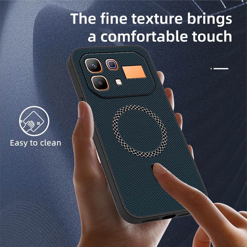 For Infinix Note 60 Rugged Magnetic Phone Case For Infinix Note 60 Pro Lens Protection Leather Texture Wireless Charging Cover