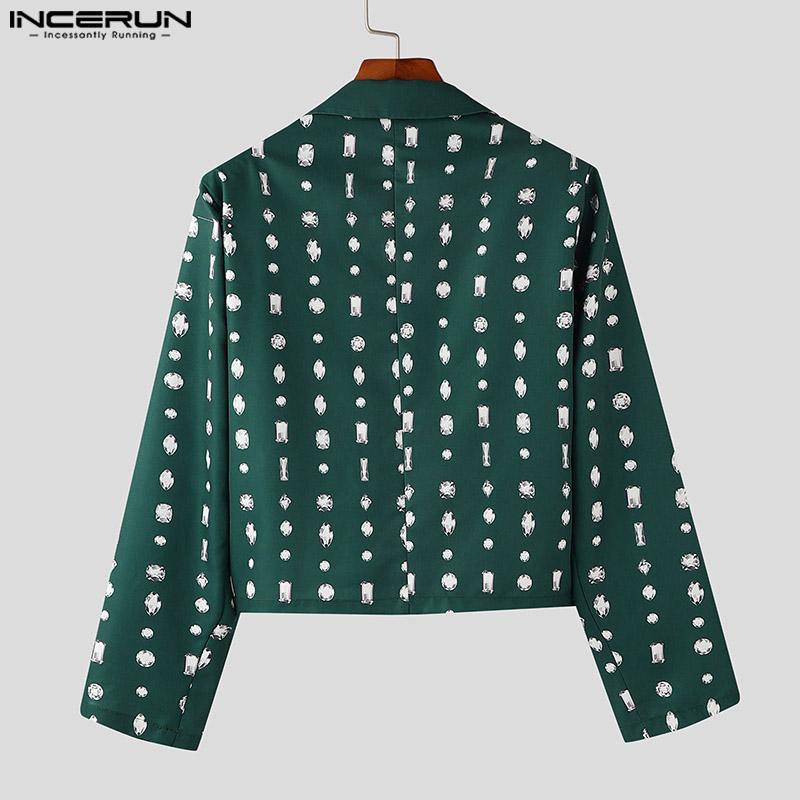 INCERUN Cardigane scurte cu mâneci lungi și imprimeu, cu față deschisă pentru bărbați