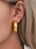 Qiong Yao Cross-border High-end Gold-plated Stainless Steel C-shaped Earrings - European & American Fashion Set with PVD Gold Color Retention.