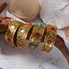 Vintage Antique Silver Color Natural Stone Wide Bangles Bracelets For Women Chinese Style Retro Gold Color Cuff Bracelet Jewelry