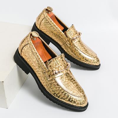Hot Selling Men's Glossy Leather Shoes Europe America Luxurious Blue High-end Banquet Dress Shoes Men's Loafers Free Delivery