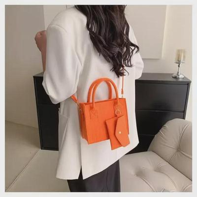 Set di borsetta versatile di nicchia con texture 2025: Semplice Borsa a Spalla e a Tracolla in Feltro per Mamma e Bambino