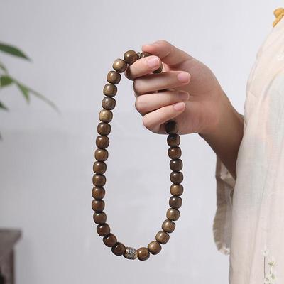 Goldenes Phönix Yin Holz Perlenarmband - Unisex Mehrfachkreis Handgehaltenes Anhänger mit Literarischem Charme