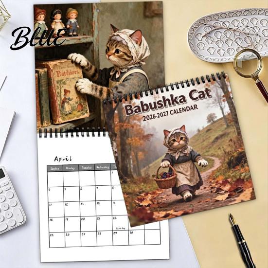 Cute Animal Illustration 12 Monthly Jan -2027 Wall 2027 Calendar Cat Dec 2027 Hanging Floral