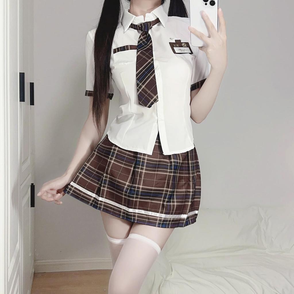 Emfay JK Cosplay Short School Uniform Sailor Set with Stockings Uniform, Sleeve, Costume, Suit, 4-Piece