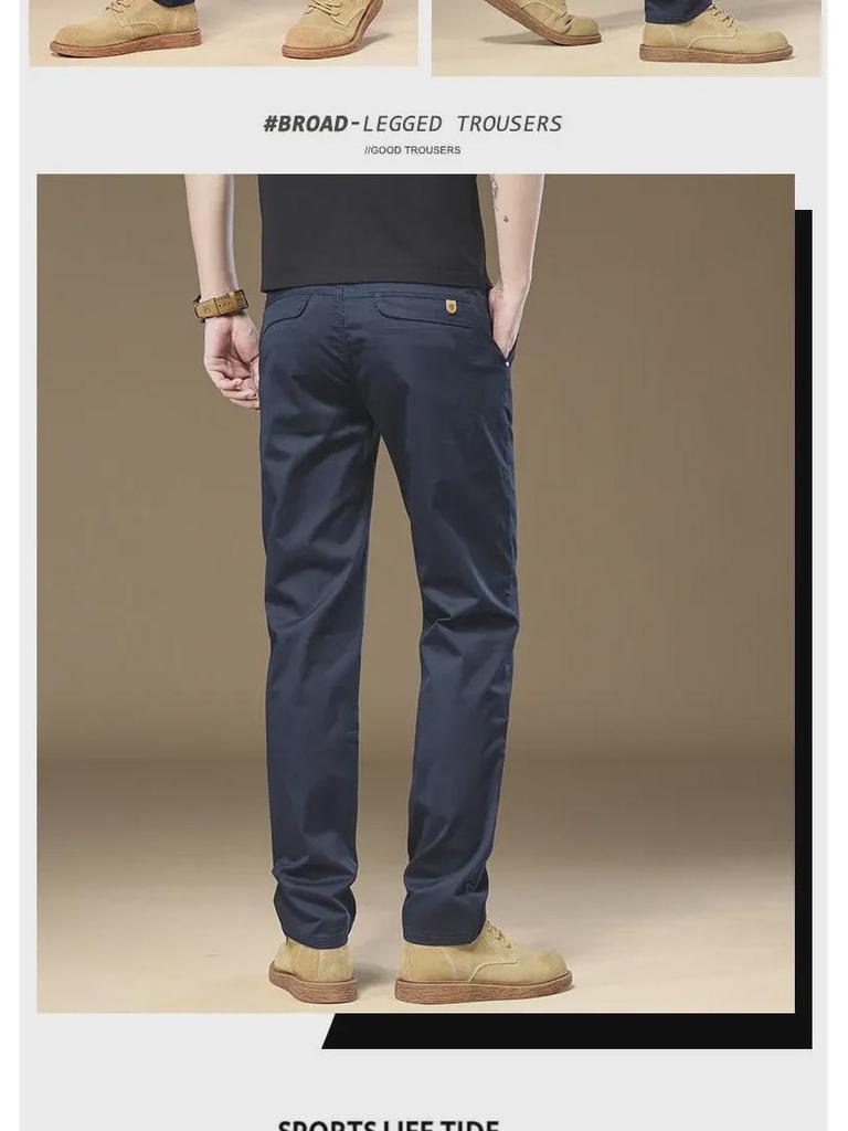 Men's Hong Kong 2025 Spring/Summer Pure Cotton Loose Straight Business Trousers