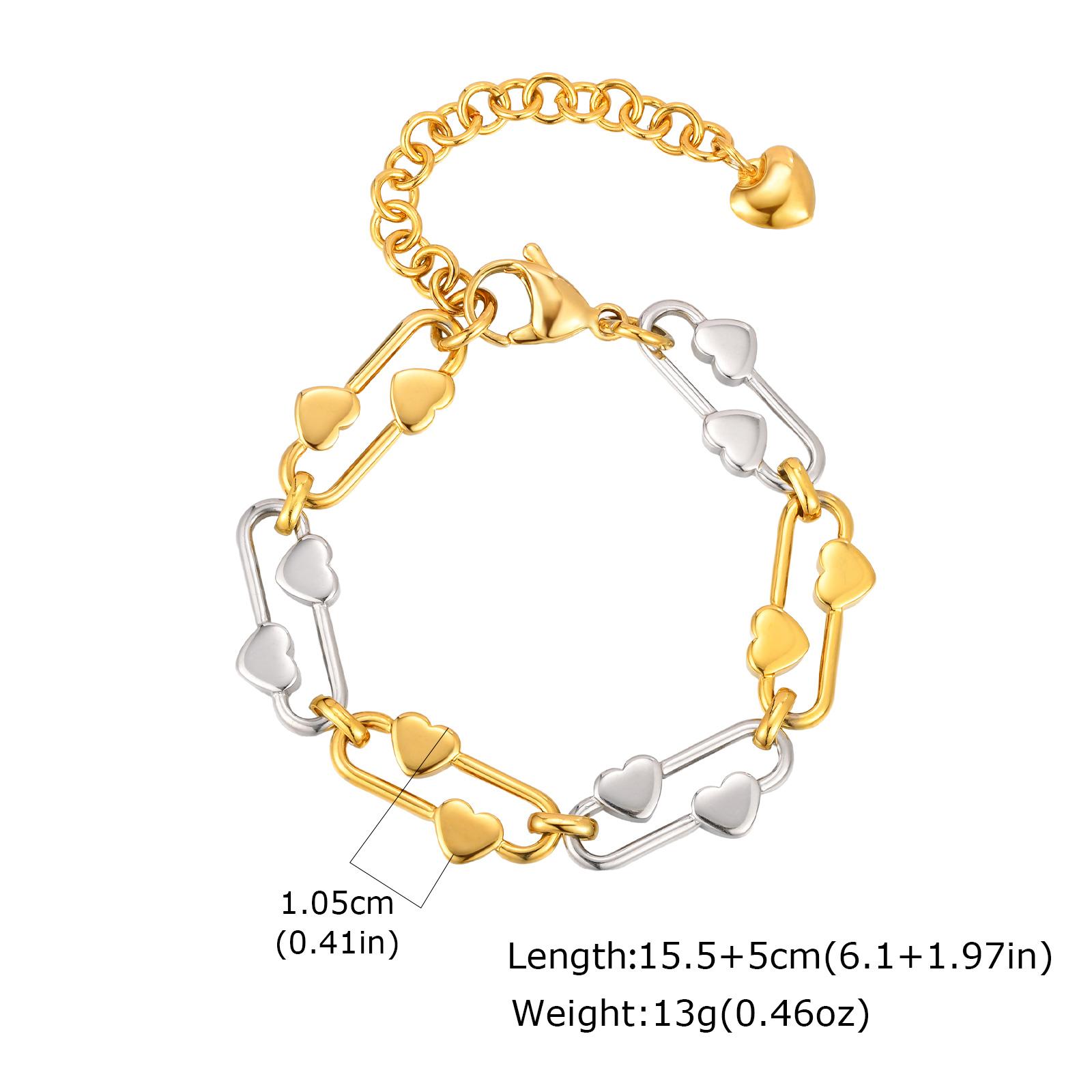 

Woman Chain Bracelet For Girls Dainty Stainless Steel Jewelry Heart Links Wristband Mom Girlfriend Valentine s Day Gift